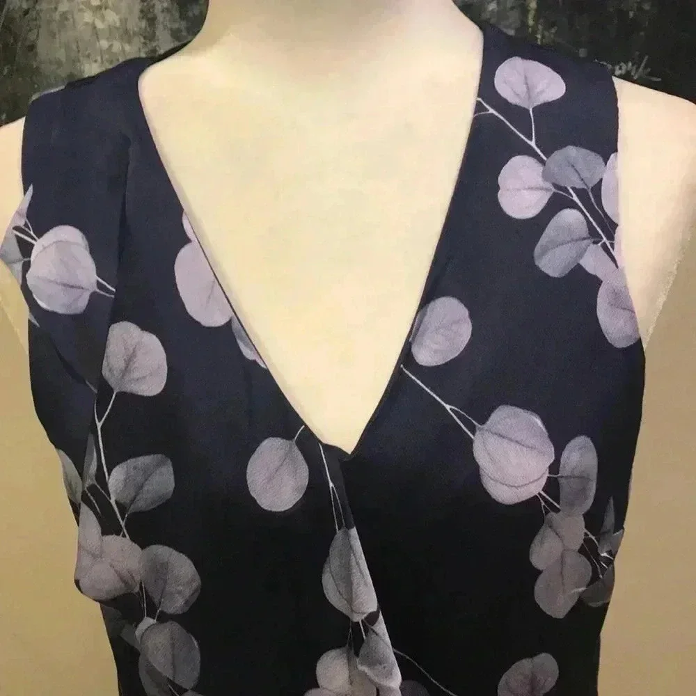 Banana Republic Floral High-Low Ruffle Front Sleeveless Dress-Size 6
